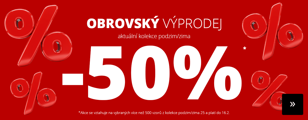 Obrovský výprodej -50 % na na kolekci podzim/zima*