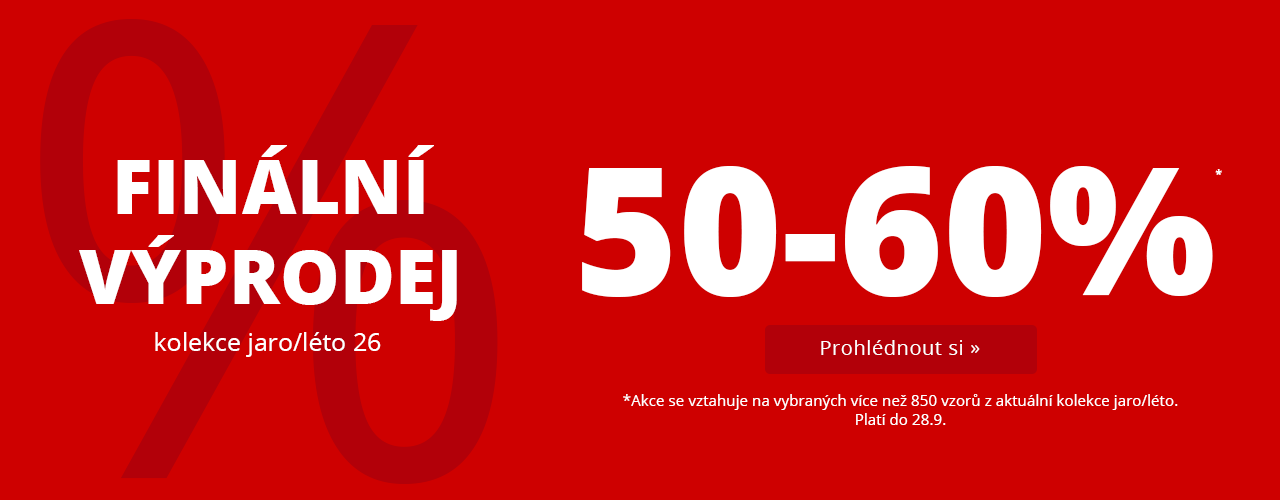 Finální výprodej: slevy 50-60% na kolekci jaro/léto 26 Finální výprodej: slevy 50-60% na kolekci jaro/léto 26